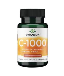 SWANSON C-vitamin 1000 mg + vilde roser 30 kapsler