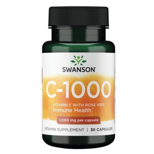 SWANSON C-vitamin 1000 mg + vilde roser 30 kapsler