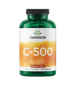 SWANSON C-vitamin 500 mg + vilde roser 250 kapsler