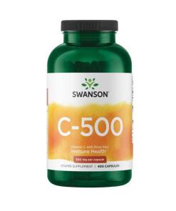 SWANSON C-vitamin 500 mg + vilde roser 400 kapsler