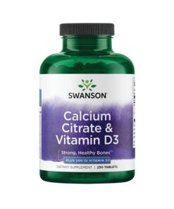 SWANSON Calciumcitrat + Vitamin D-3 250 tabletter