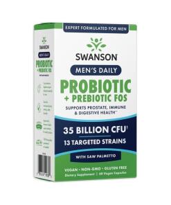 SWANSON Mænds Daglige Probiotika + Præbiotika 60 kapsler