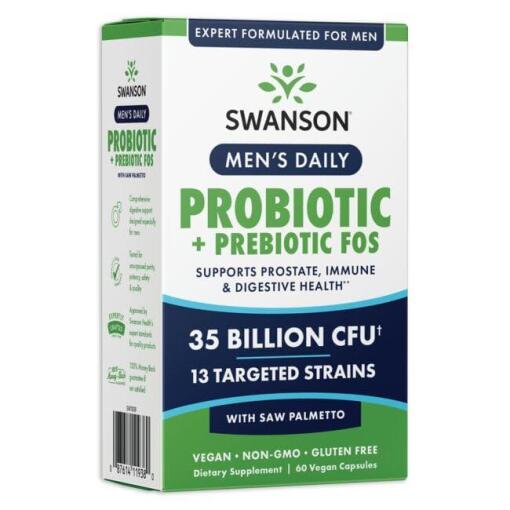 SWANSON Mænds Daglige Probiotika + Præbiotika 60 kapsler