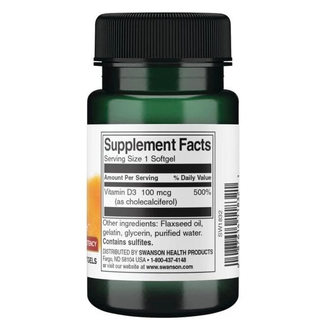 Swanson - Witamina D-3 4000 IU, 90 kapsułek - obrazek 2