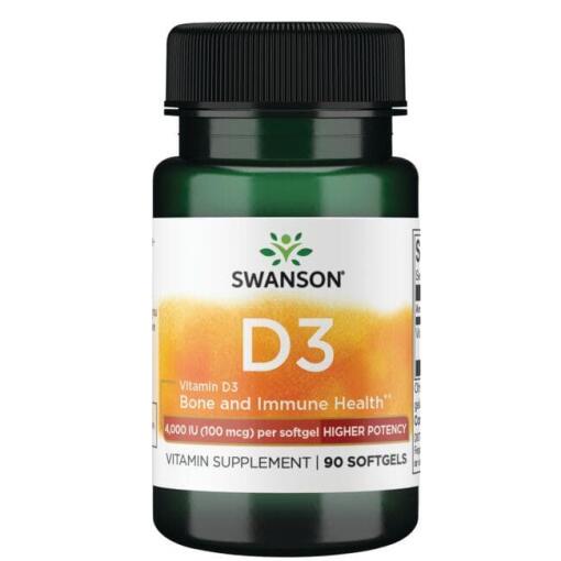 SWANSON Vitamin D-3 4000 IE 90 kapsler