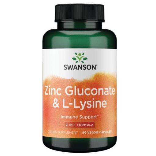 SWANSON Zinkglukonat + L-lysin 90 vegetabilske kapsler
