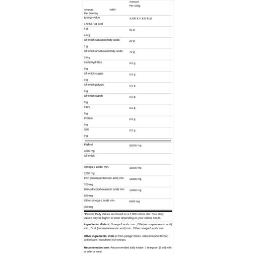 1600mg Omega 3 (Naturlig Citron) - 500 ml