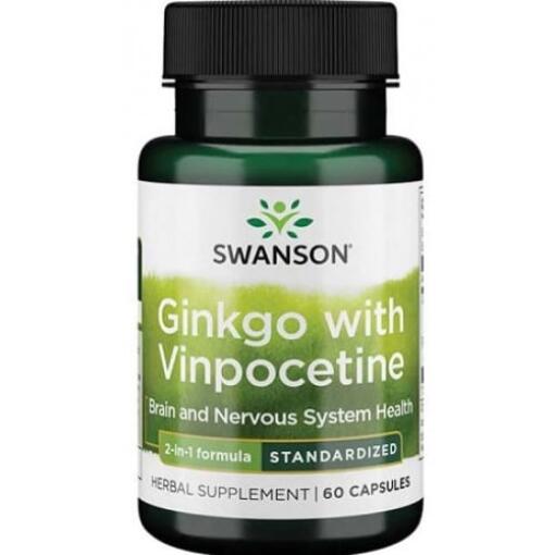 Ginkgo med standardiseret Vinpocetin - 60 kapsler