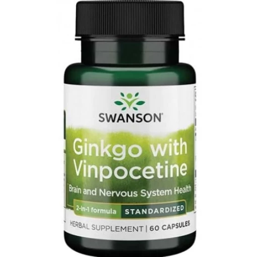 Ginkgo med standardiseret Vinpocetin - 60 kapsler