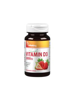 Vitaking - Vitamin D3 2000 IU Jordbærsmag (90 Pastiller)
