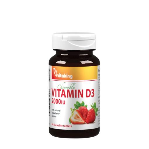 Vitaking - Vitamin D3 2000 IU Jordbærsmag (90 Pastiller)