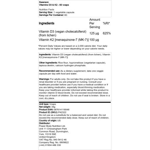 Witamina D3 & K2 - 60 kapsułek roślinnych - obrazek 2