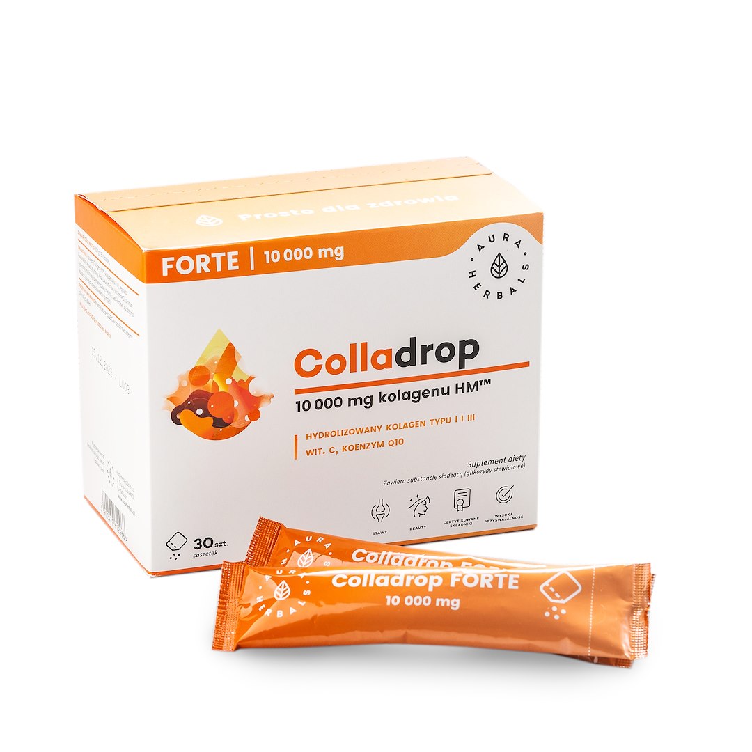 Aura Herbals - AURA HERBALS Colladrop Forte, kolagen morski, 10000 mg (30 saszetek)