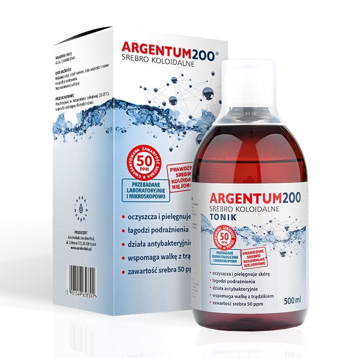 Aura Herbals - AURA HERBALS Koloidalne Srebro 50 ppm, Argentum 200, tonik (500 ml)