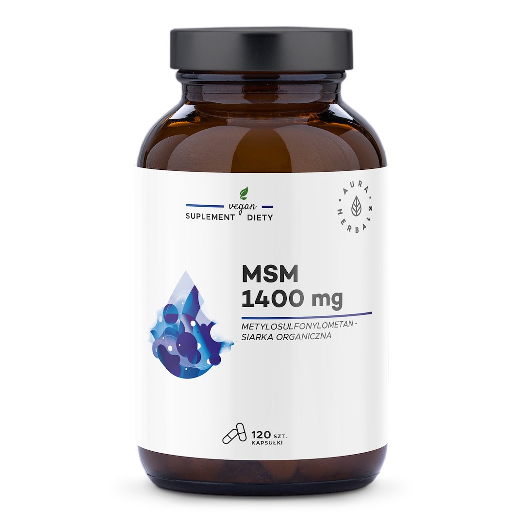 Aura Herbals - AURA HERBALS MSM 1400 mg, organiczny siarka (120 kapsułek)
