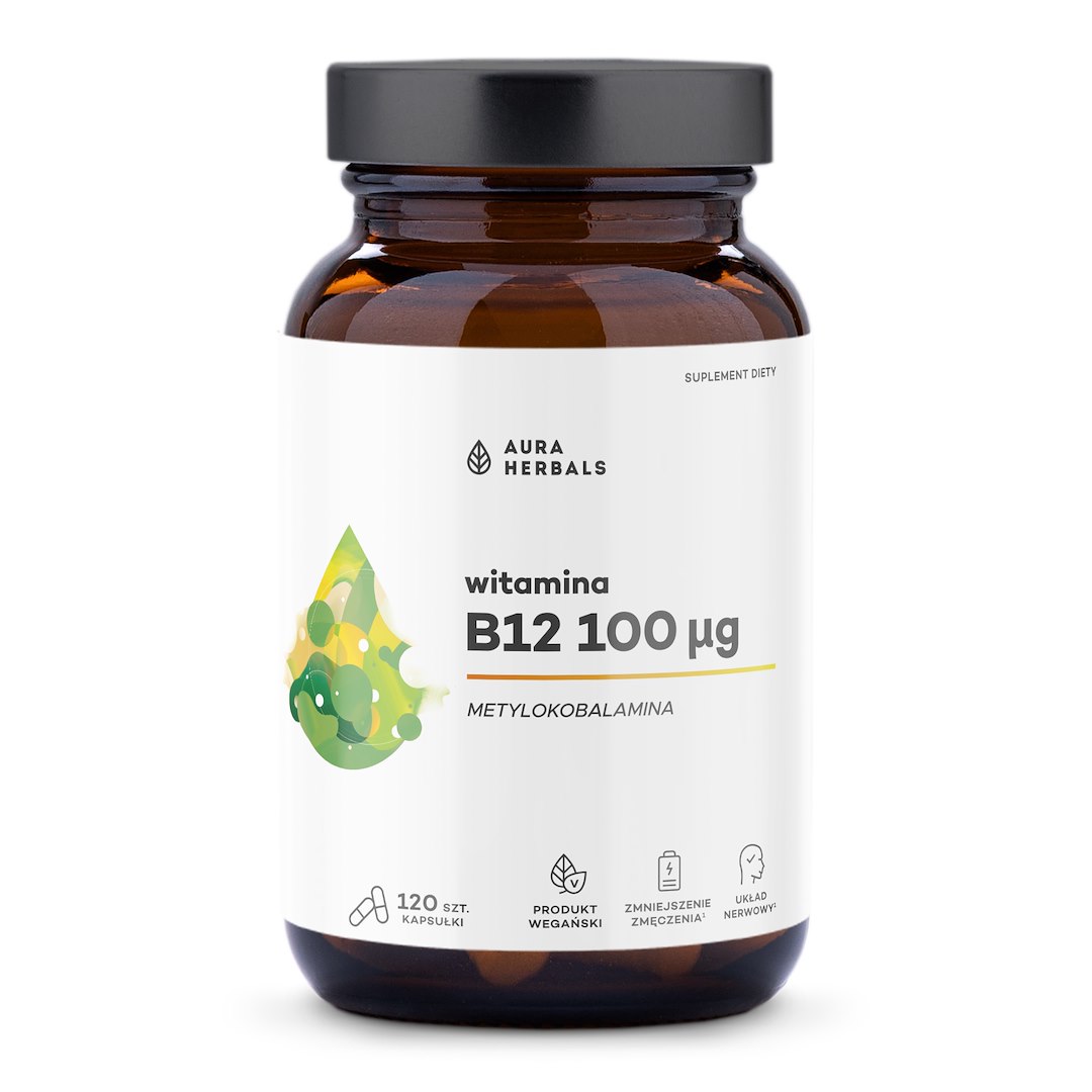 Aura Herbals - Witamina B12 (metylokobalamina), 100 mcg, 120 kapsułek
