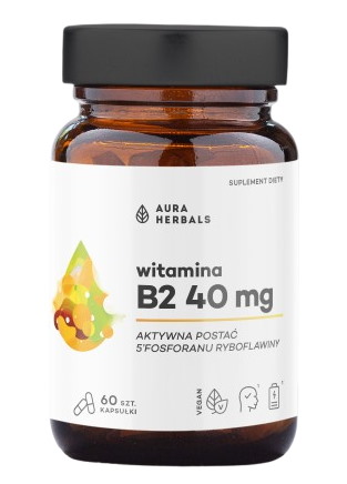 Aura Herbals - AURA HERBALS Witamina B2 R-5-P 40 mg ryboflawina (60 kapsułek)
