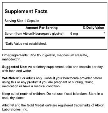 Albion Bororganiczny Glicynat, 6 mg - 60 kapsułek - obrazek 3