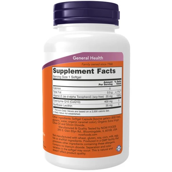 CoQ10 z lecytyną i witaminą E, 400 mg - 60 miękkich kapsułek - obrazek 3