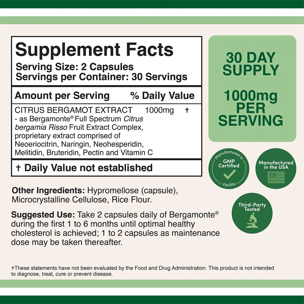 Double Wood Supplements - Ekstrakt z Cytrusa Bergamotowego (60 kapsułek) - obrazek 2