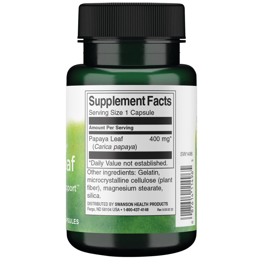 Pełnospektralny ekstrakt z liści papai, 400 mg - 60 kapsułek - obrazek 3