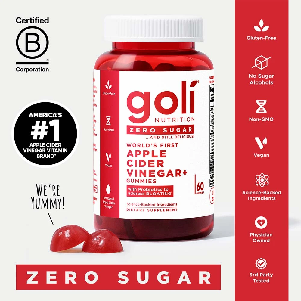 Goli Nutrition - Bezglutenowe żelki z octem jabłkowym bez cukru, 60 sztuk - obrazek 5