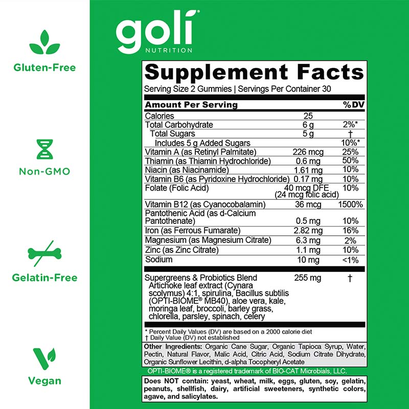 Goli Nutrition - Goli Nutrition SuperGreens, 60 żelków - obrazek 4