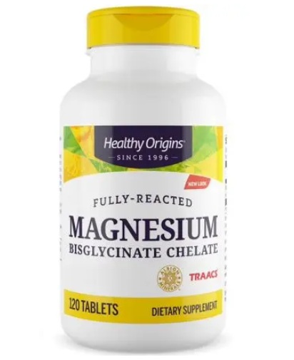 Healthy Origins - Chelatowany bisglicynian magnezu (120 tabletek)