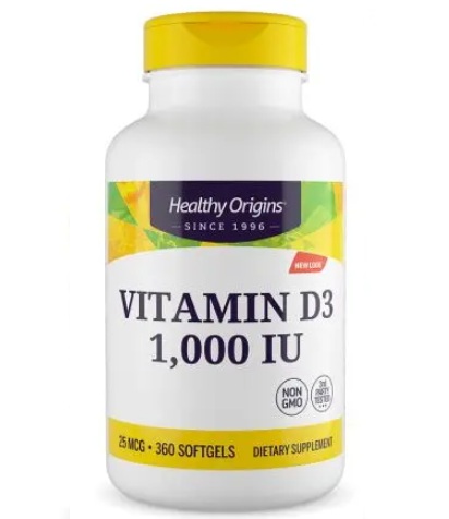 Healthy Origins - Witamina D3 1000 IU (360 kapsułek)