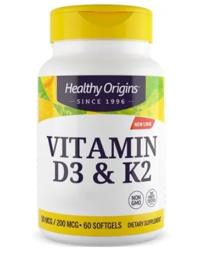 Healthy Origins - Witamina D3 i K2 (60 kapsułek)