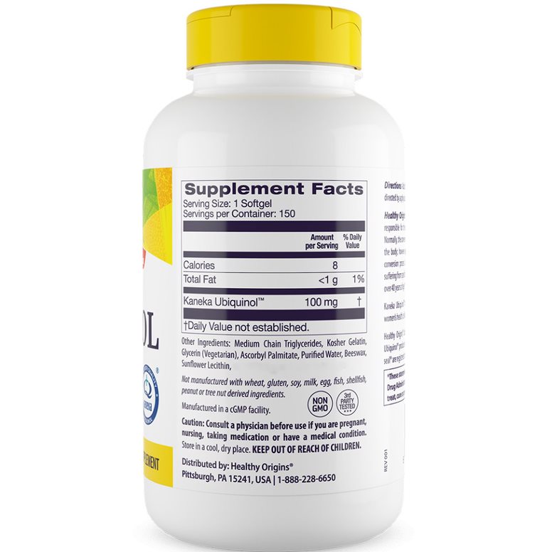 Healthy Origins - Naturalny Ubichinol 100 mg, 150 miękkich kapsułek - obrazek 3