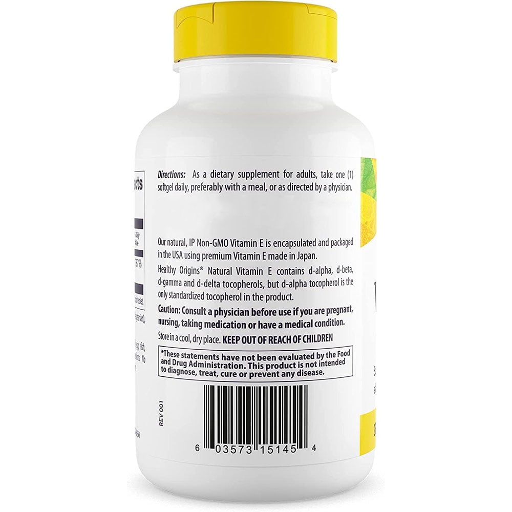 Healthy Origins - Naturalna witamina E 400 IU, 180 kapsułek miękkich - obrazek 4