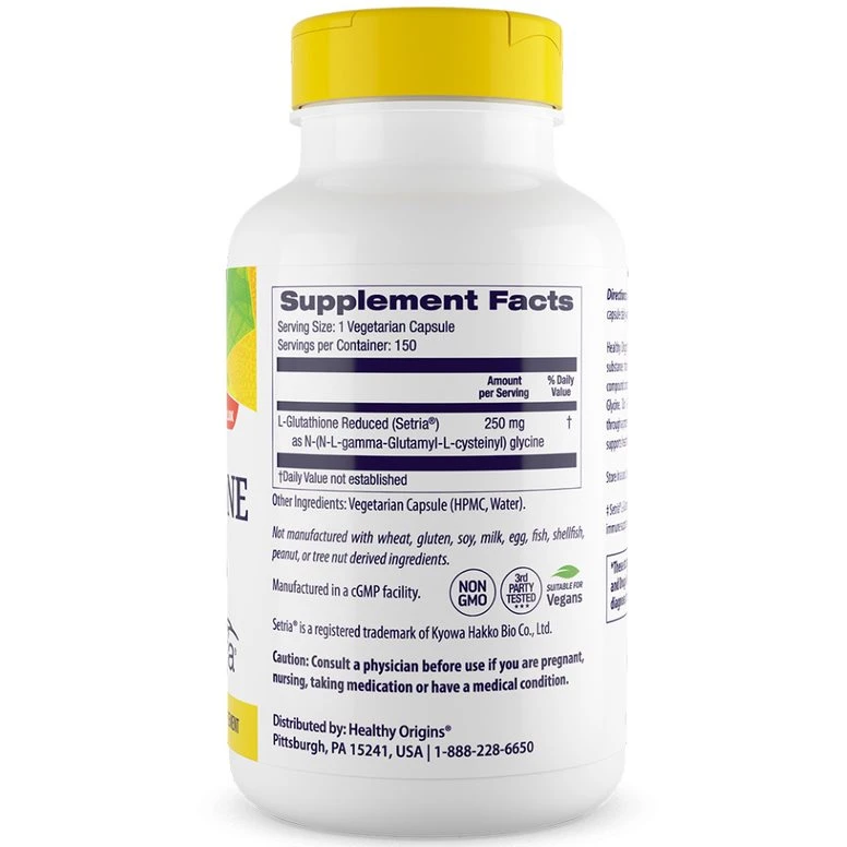Healthy Origins - Zredukowany L-glutation Setria, 250 mg, 150 kapsułek - obrazek 3