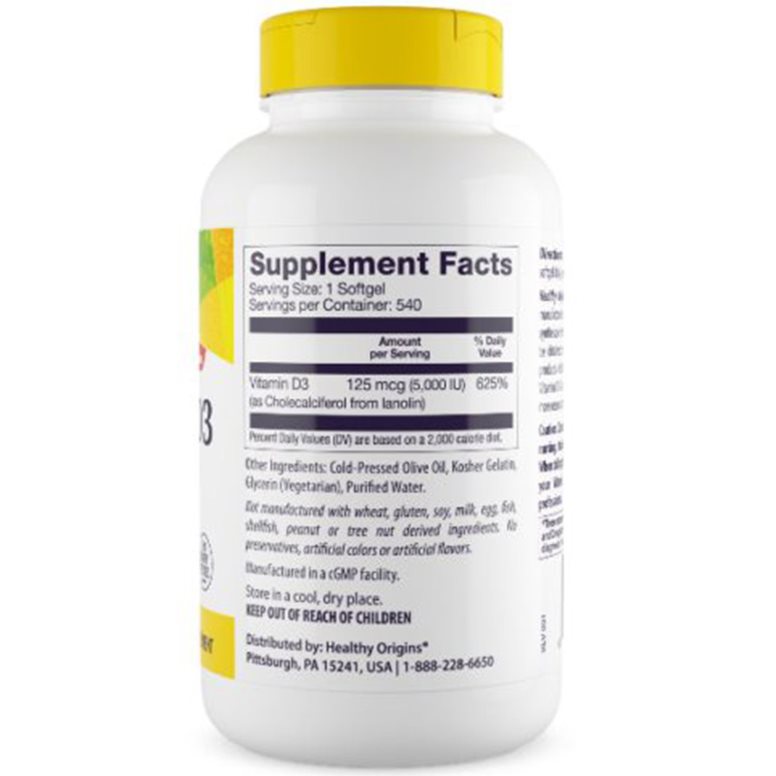 Healthy Origins - Witamina D3 Depot 5000 IU, 540 miękkich kapsułek - obrazek 4