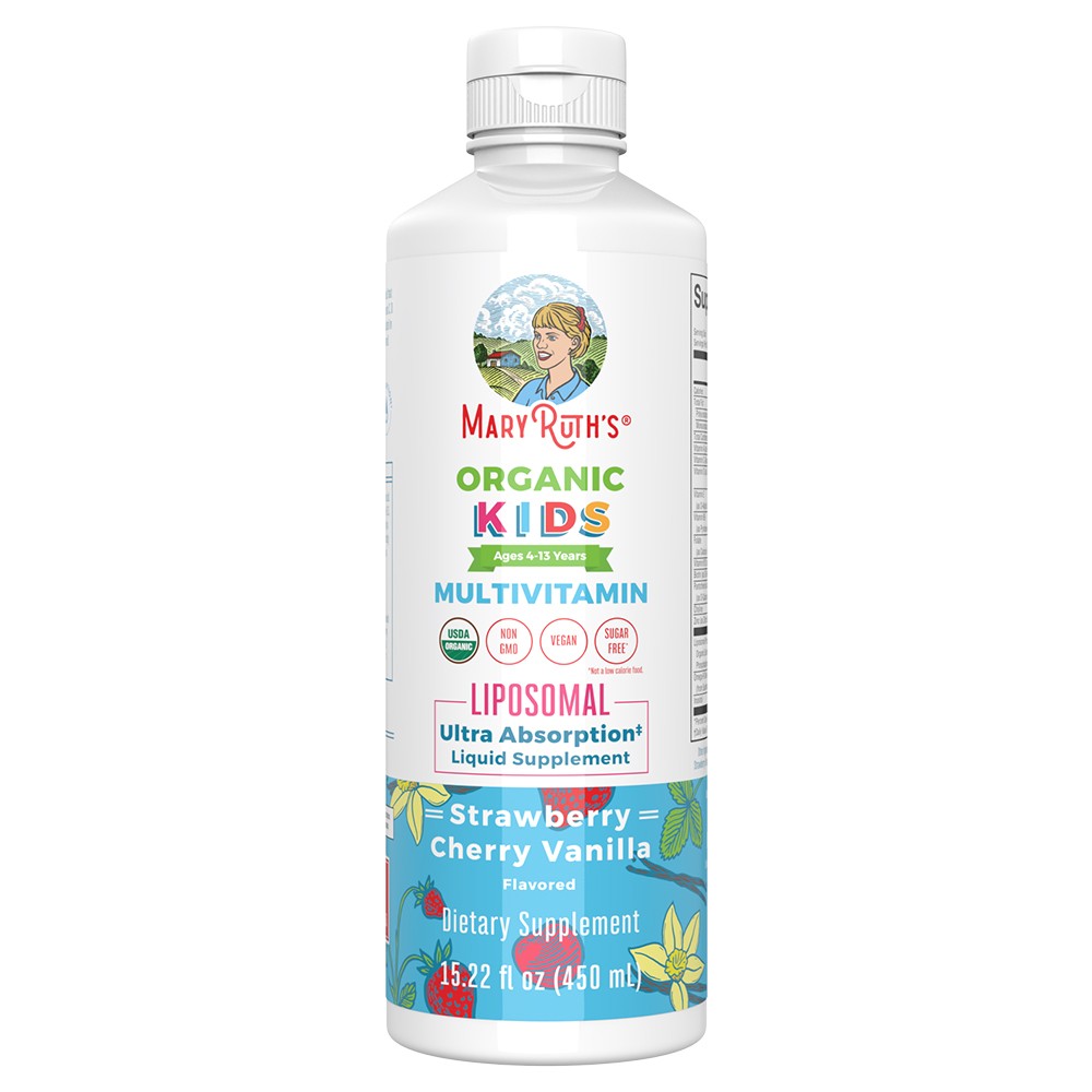 MaryRuth's - Płynny wielowitaminowy suplement dla dzieci Mary Ruth, liposomalny, o smaku truskawkowym, wiśniowym i waniliowym, 450 ml - obrazek 2