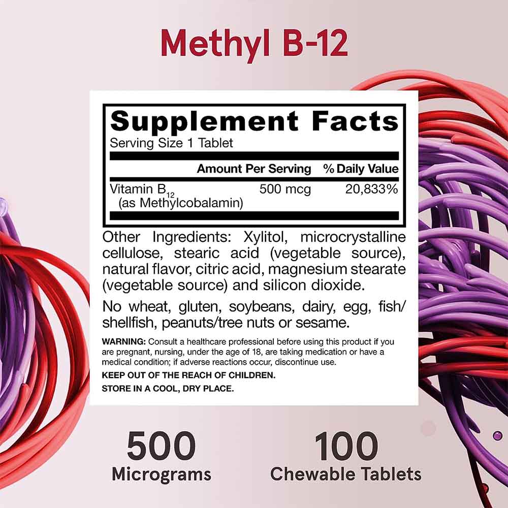 Metylokobalamina B-12, 500 mcg - 100 tabletek do ssania - obrazek 7
