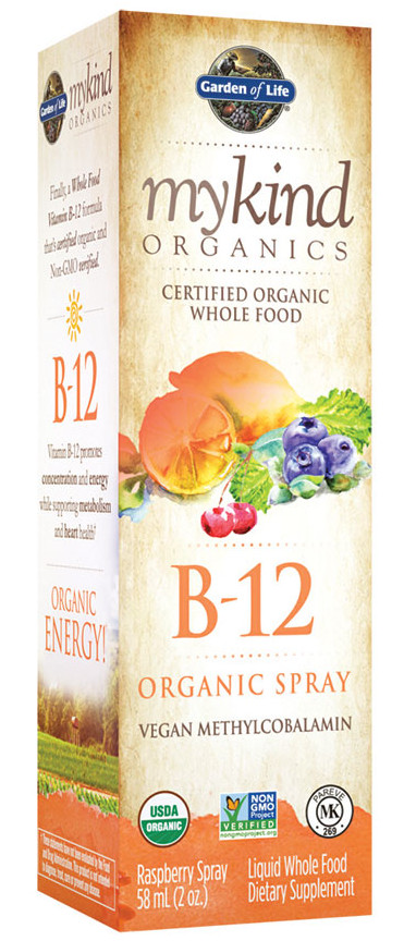 Mykind Organics B-12 Organiczny Spray, Malinowy - 58 ml