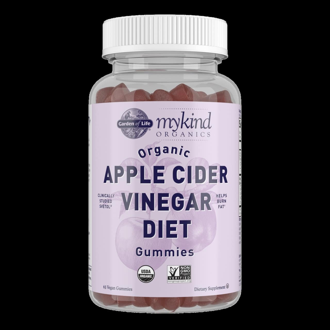 Mykind Organics Żelki z Octem Jabłkowym na Dietę - 63 Wegańskie Żelki