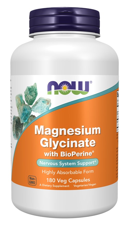 NOW Foods - Glicynian magnezu z BioPerine® (180 kapsułek)