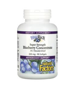 Natural Factors Super Strength Blueberry Concentrate 500mg 90 żelowych kapsułek