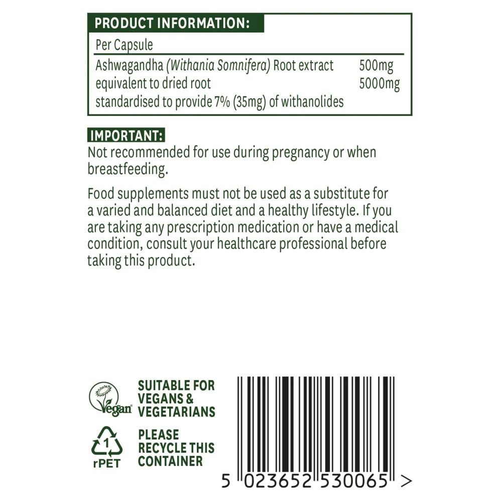 Natures Aid - Ashwagandha Natures Aid (30 kapsułek) - obrazek 3