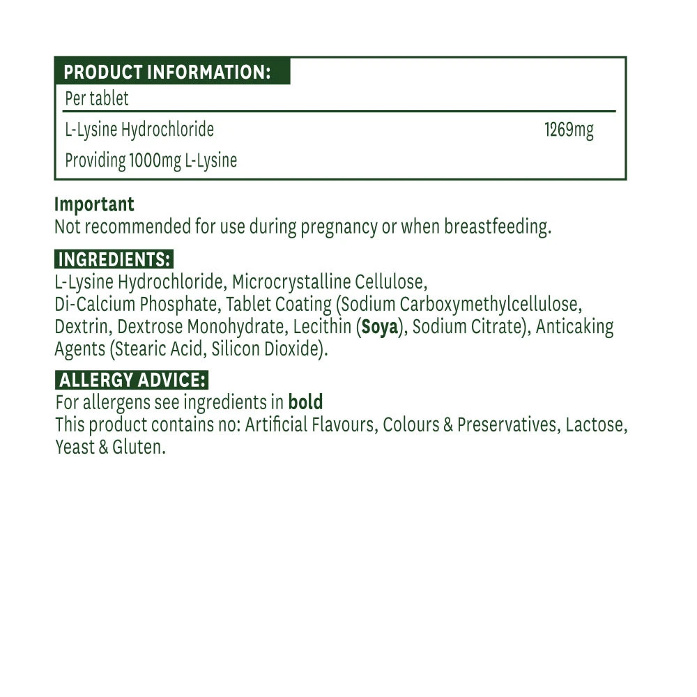 Natures Aid - L-Lizyna 1000 mg (60 tabletek) - obrazek 2