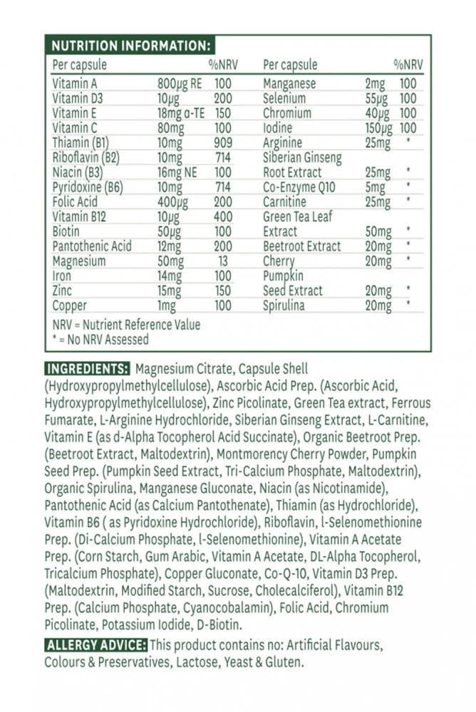 Natures Aid - Wielowitaminowy suplement dla mężczyzn z minerałami Natures Aid (30 kapsułek) - obrazek 2