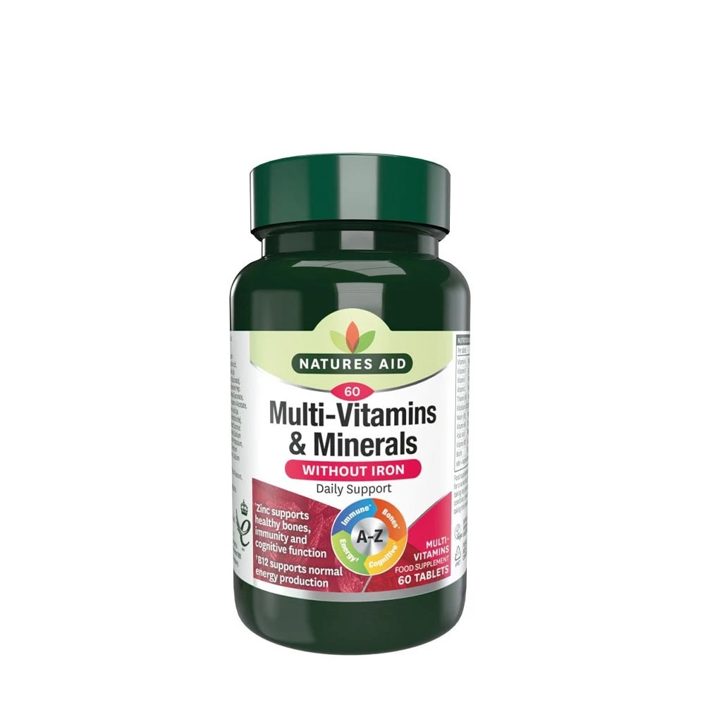 Natures Aid - Wielowitaminowy suplement diety bez żelaza (60 tabletek)