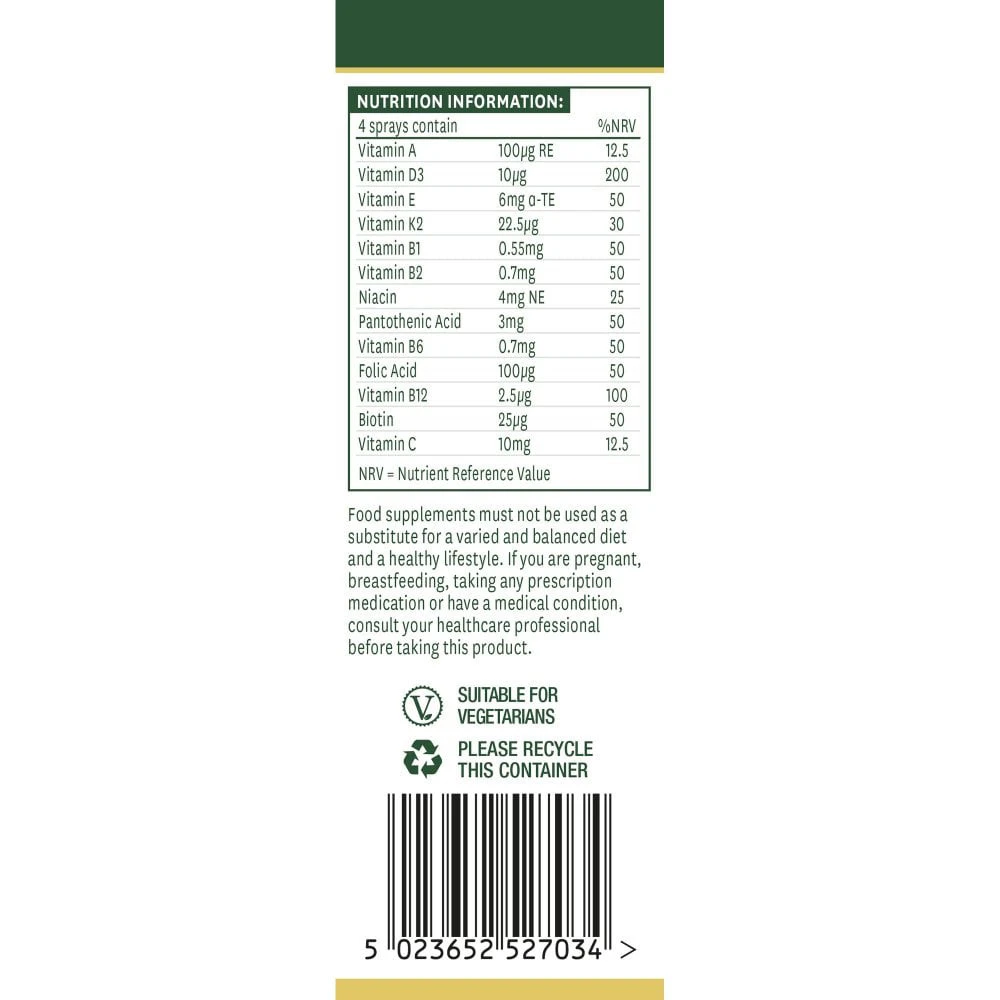 Natures Aid - Codzienny spray doustny wielowitaminowy Natures Aid (30 ml, cytrynowo-pomarańczowy) - obrazek 3