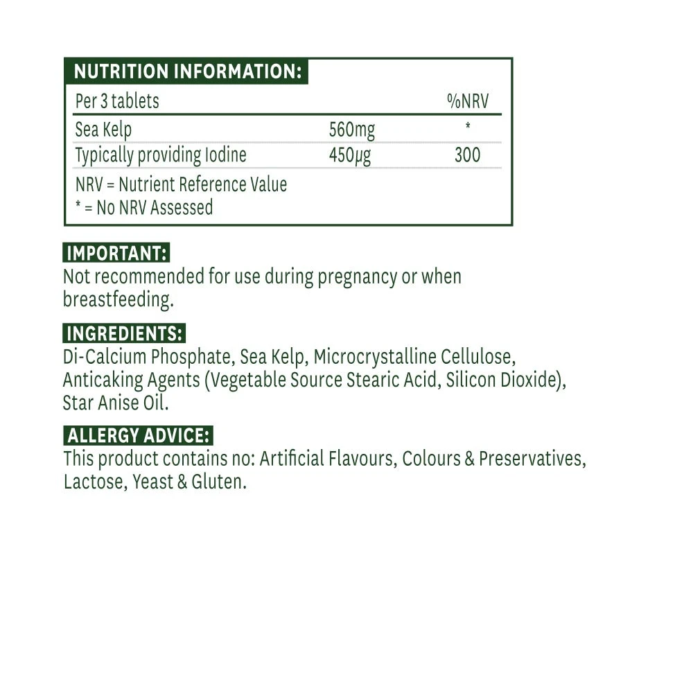 Natures Aid - Morskie wodorosty Natures Aid (180 tabletek) - obrazek 2