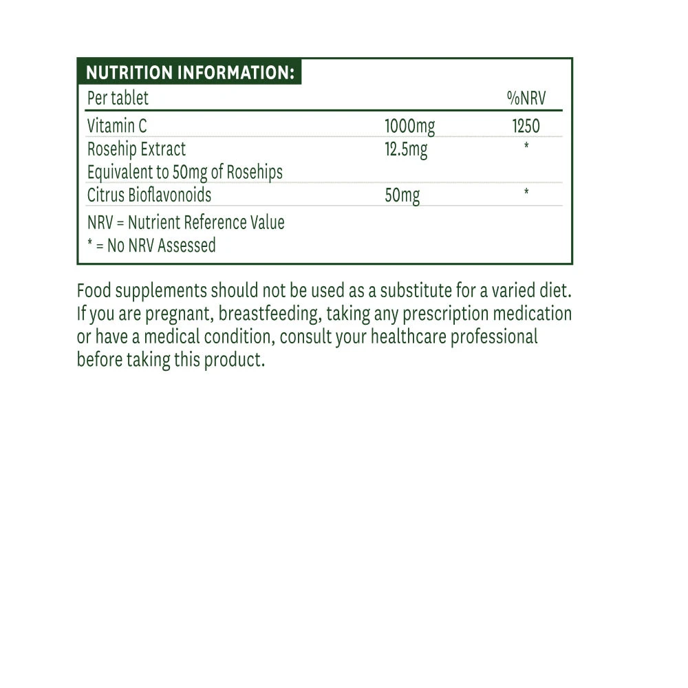 Natures Aid - Witamina C 1000 mg o niskiej kwasowości (90 tabletek) - obrazek 2