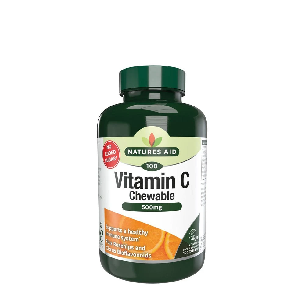 Natures Aid - Witamina C 500 mg do żucia o smaku pomarańczowym (100 tabletek)