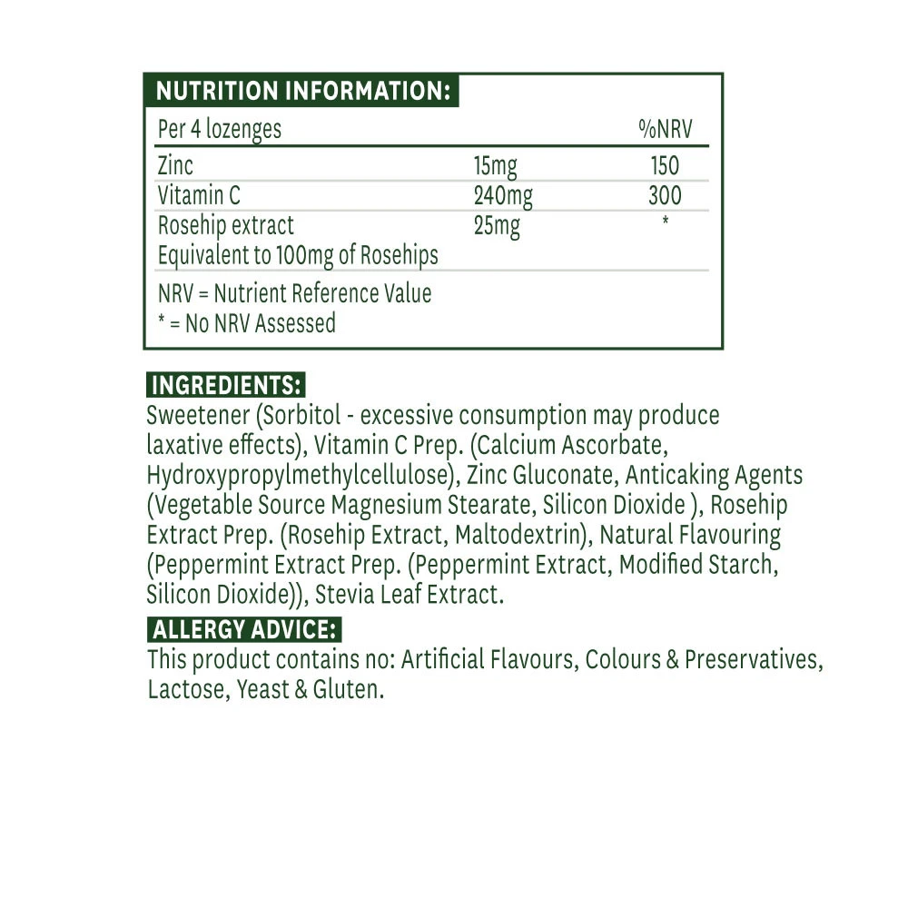 Natures Aid - Tabletki do ssania z cynkiem i witaminą C o smaku miętowym (30 tabletek) - obrazek 2