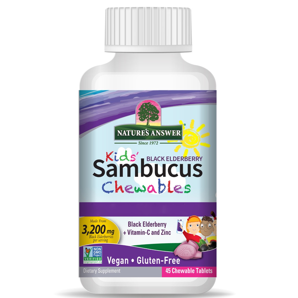 Nature's Answer - Tabletki do żucia dla dzieci Sambucus, 45 tabletek